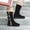 Black, variant on EGNMCR Knee High Boots Women's Splicing Retro Low Heel Round Boots Shoes
