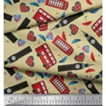 thumbnail image 3 of Soimoi Poly Georgette Fabric Bus,Telephone Booth & London Clock Tower Architectural Printed Craft Fabric by The Yard 52 Inch Wide, 3 of 3