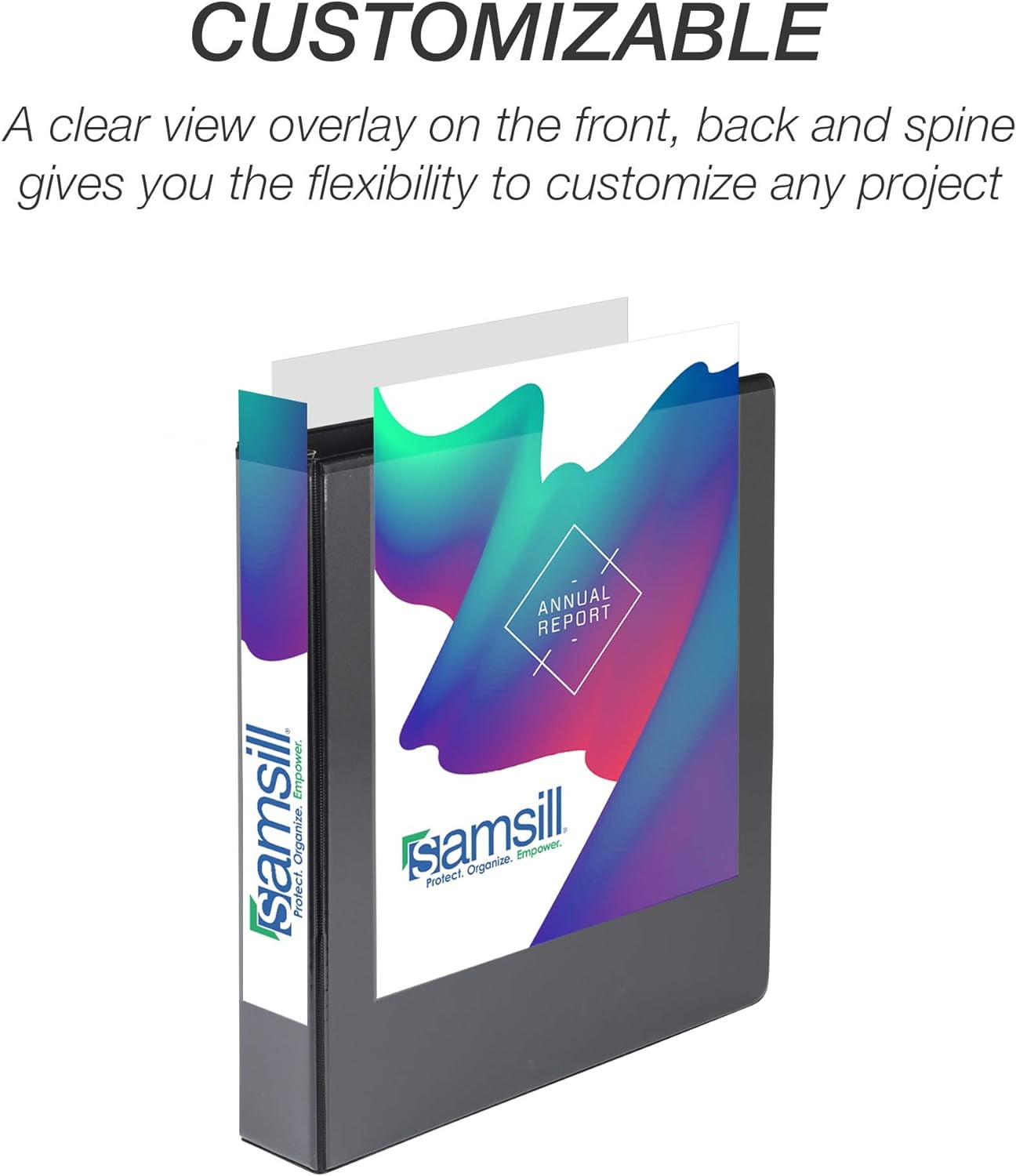 Samsill Durable 1.5 Inch Binder - - D Ring Binder - Customizable Clear View Binder - Black - 4 Pack -Each Holds 350 Pages