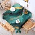 thumbnail image 2 of Teal and Gold Marble Flow Lines Pattern Square Tablecloth,Waterproof Square Table Cover,Wipeable Spillproof Washable Table Cover for Home Kitchen Party Decor 42"X42"(107x107cm), 2 of 6