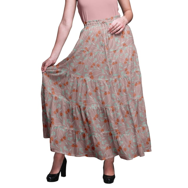 Bimba SkirtsForWomen Long Length Cotton Printed Maxi Boho Summer Skirt