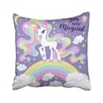thumbnail image 1 of WOPOP Colorful Pony You Are Magical Lovely Cartoon Rainbow Unicorn With Long Mane Pink Cute Baby Pillowcase Throw Pillow Cover 18x18 inches, 1 of 1