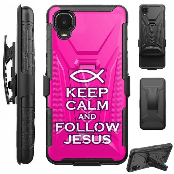 Compatible with TCL 30 Z Hybrid Luxguard Holster Phone Case Cover (Pink Follow Jesus)