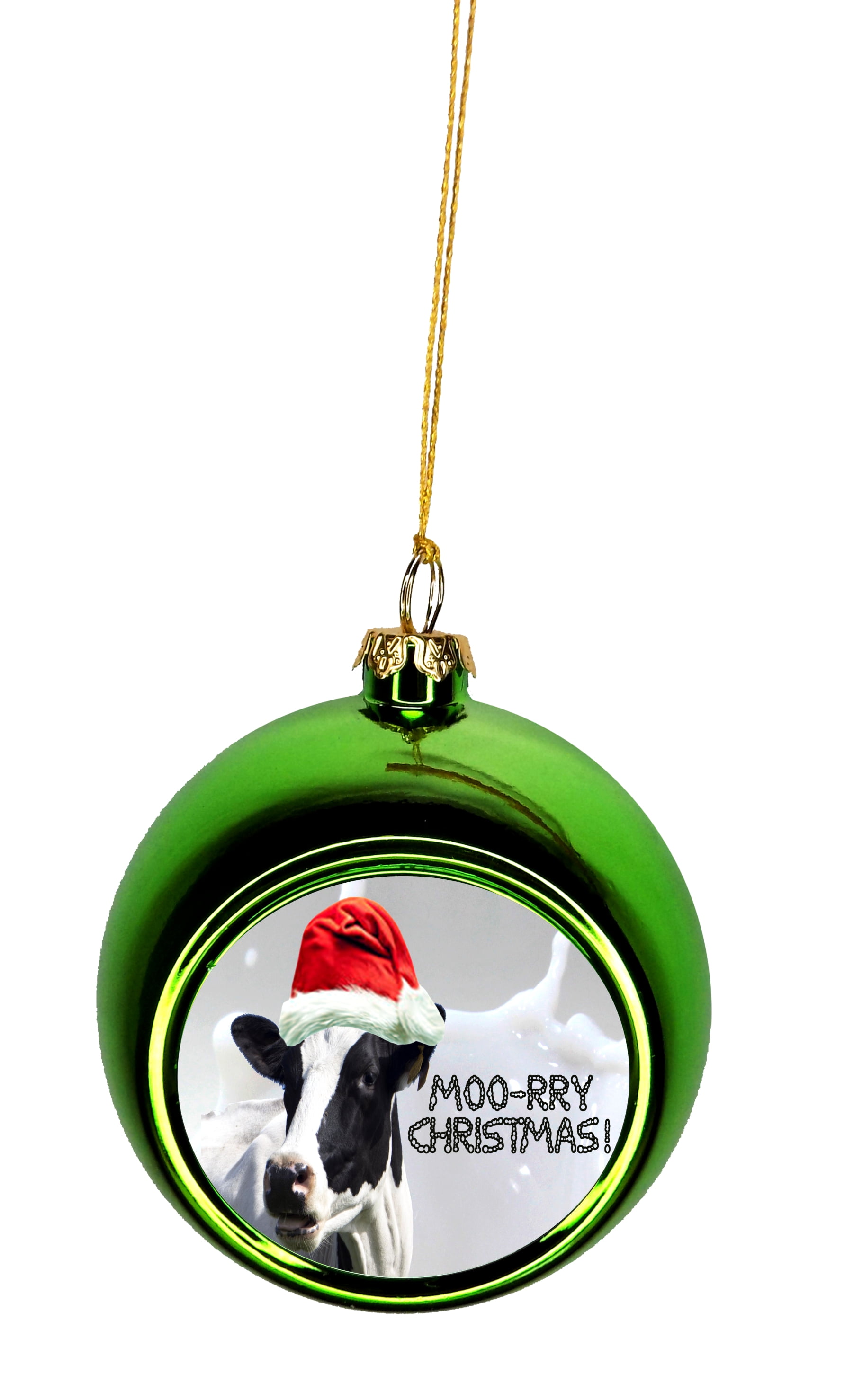 Ornaments Funny Cow in a Santa Claus Hat Moory Christmas Bauble