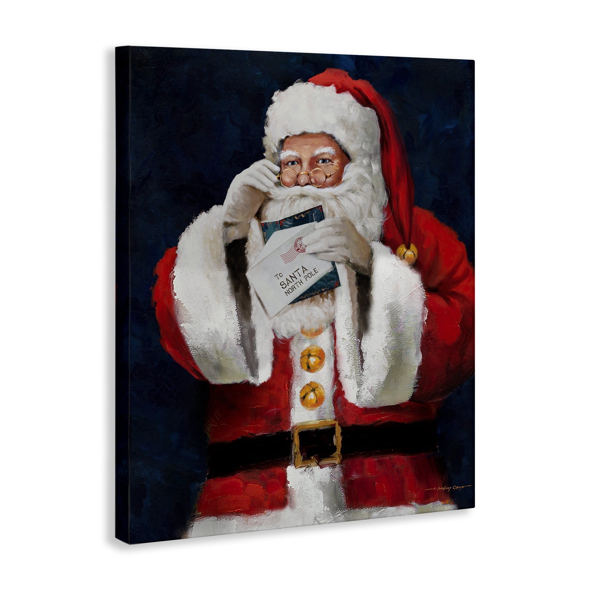 Stupell Industries Santa & Christmas Mail Holiday Painting Gallery Wrapped Canvas Art Prints Wall Art, 24 x 30