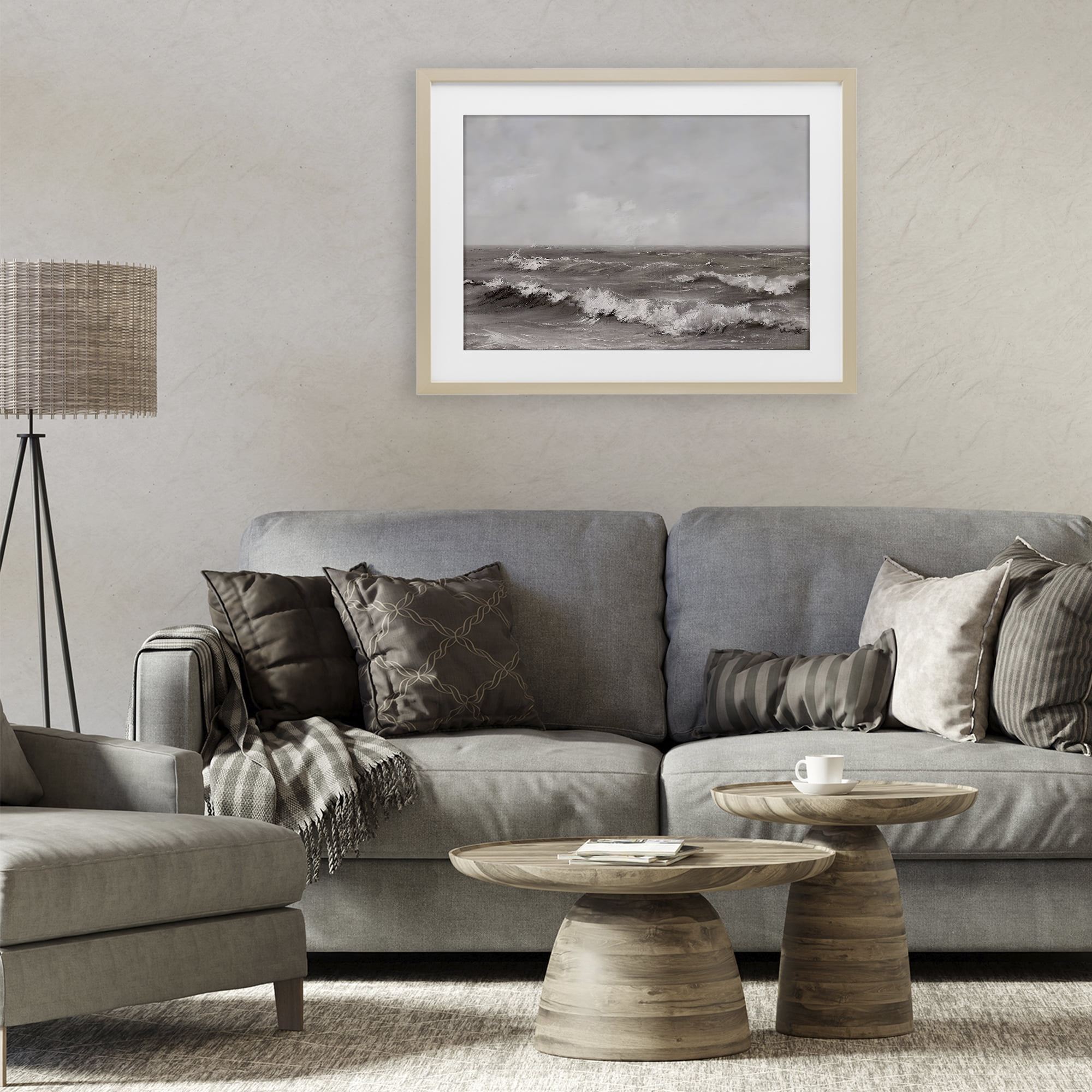 Stupell Industries Monochrome Sea Ripples Birch Framed Print Under Glass, design by Jacky Ngan