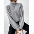 thumbnail image 2 of ManxiVoo Women's Fashion High Neck Knit Sweater Winter Warm Soft Yarn Pullover Comfort Stretch Casual Tops M Size Grey, 2 of 5