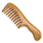 Handmade 100% Natural Green Sandalwood Hair Combs - Anti-Static Sandalwood Scent Natural Hair Detangler Wooden Comb (Extra Wide Tooth)