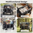 thumbnail image 4 of Babyjoy Wagon Stroller, Foldable 4-Seater Push-Pull Toddler Stroller with Removable Canopy Gray, 4 of 10