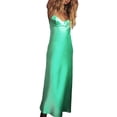 thumbnail image 2 of Sedceaty Ladies Temperament Silky Slip Dress, Women Leisure Style Solid Color V-neck Sleeveless Backless Slim Long Skirt, 2 of 9