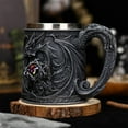thumbnail image 3 of Nmdmisc Medieval Viking Dragon Beer Mug,Stainless Steel Drinking Beer Mug Coffee Cup,Viking Gifts for Men D&D Mug and Norse Medieval Decor (Gray), 3 of 7