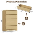 thumbnail image 2 of Modern 5 Drawers Dresser, 45.9" Tall Chests of Drawers with Curved Edge, Wood Closet Storage Organizer for Bedroom, Living Room, Hallway, Natural Oak, 2 of 10