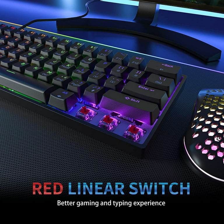TMKB 60 Percent Keyboard,Gaming Keyboard,LED Backlit Ultra-Compact