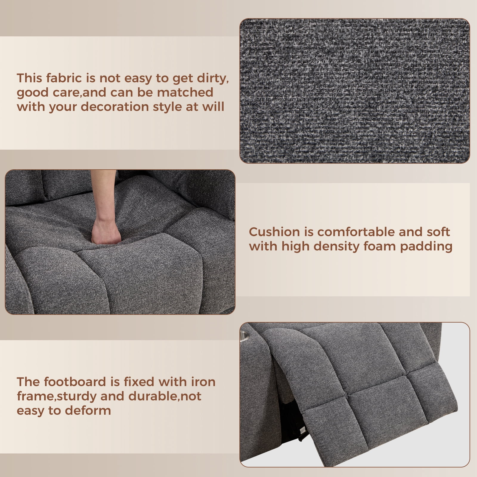 Bonzy Home 2-Piece Recliner Sofa Set — Reclining Loveseat & Extra-Wide 3-Seat Bonded Fabric Sofa, Gray