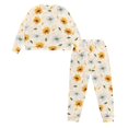 thumbnail image 5 of SCRAWLGOD Sunflower Daisy Pajama Set for Women Long Sleeve Pj Woman Pjs with Pockets Size S Crewneck 2 Set Outfits for Women Elastic Women Sleepwear Soft, 5 of 7