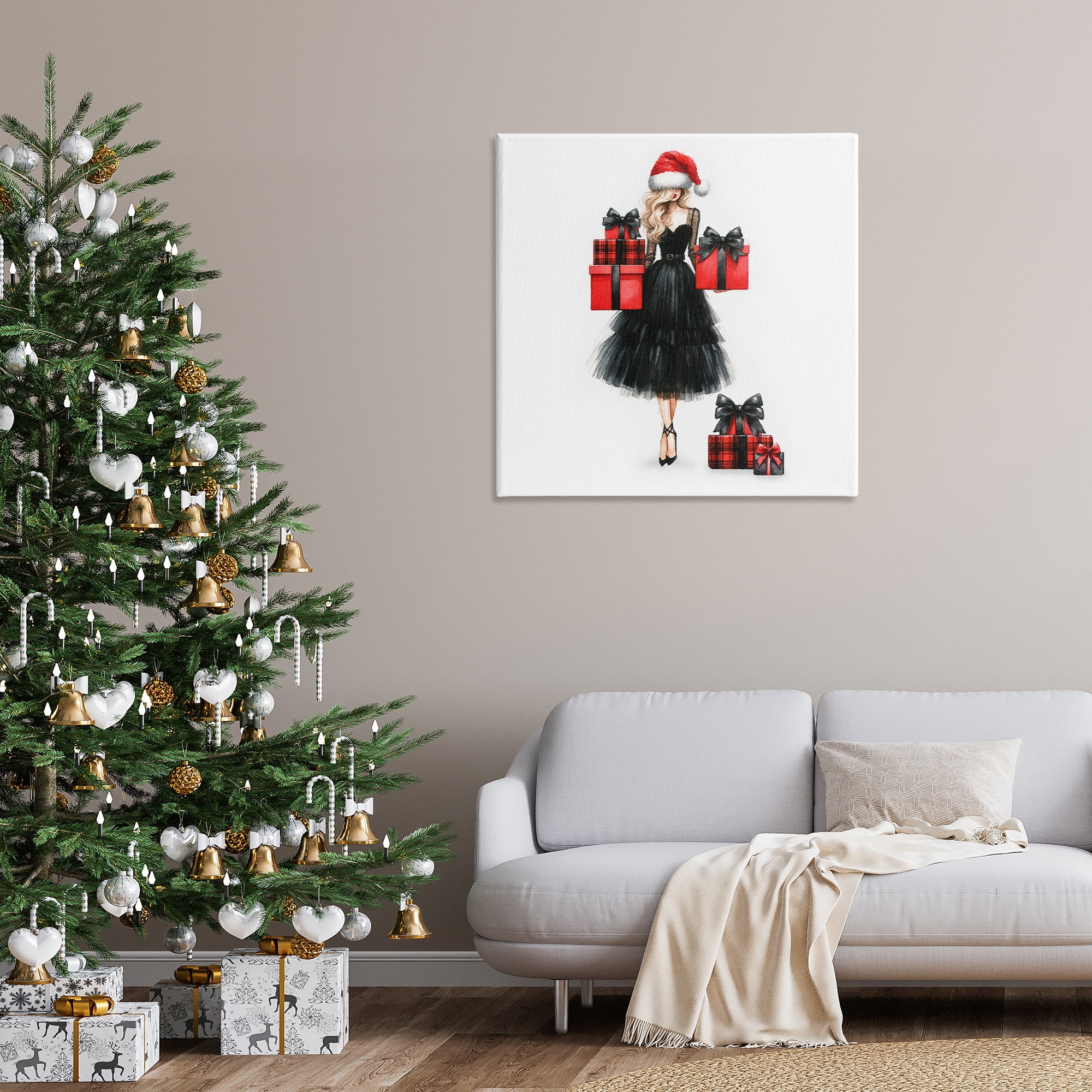 Stupell Industries Fashionable Holiday Shopping Holiday Painting Gallery Wrapped Canvas Art Prints Wall Art, 36 x 36