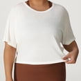 thumbnail image 5 of WXLWZYWL Plus Size Crop Tops for Women Short Sleeve Shirts Round Neck T Shirts Solid Color Lightwieght Tees, 5 of 6