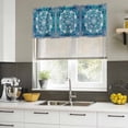 thumbnail image 4 of Turquoise Boho Curtain Valances for Windows, Kitchen Valance Window Treatments Panel 2 Pack, Ethnic Country Abstract Floral Aesthetic Rod Pocket Short Curtains for Bathroom Bedroom 54 x 18 Inch, 4 of 8