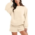 thumbnail image 3 of LilyLLL Womens Fleece Lined Pajamas Loungewear Fleece Lined Sweatshirt Shorts Sleepwear Pjs, 3 of 5