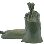 DURASACK Heavy Duty Sand Bags with Tie Strings (Bundle of 10) - 14"x26" Empty Green Woven Polypropylene Sand & Utility Bags with 1600 Hours of UV Protection