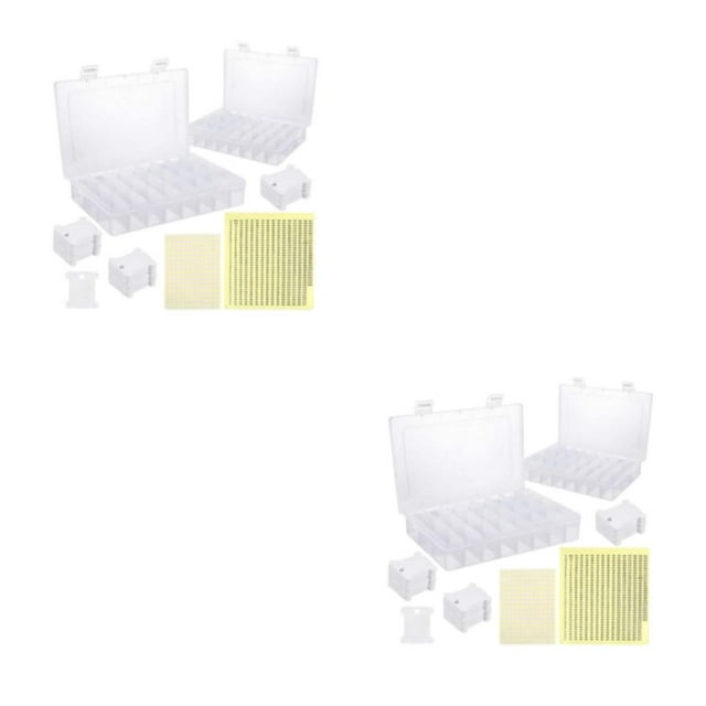 Guardoinrt 1/2/3/5 Waterproof DIY Stitch Tool Easy Organization Portable For Travel Durability ABS DIY Fashion Embroidery Bobbins 2Box+150Bobbin+2Tags 2PCS