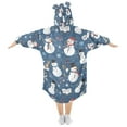 thumbnail image 2 of FORMRS Wearable Blanket Hoodie with Sleeves for Kids Cozy Flannel Sweatshirt, Blue Christmas Snowman Pattern, 2 of 7