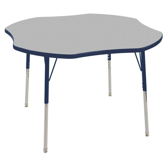 48in Clover Everyday T-Mold Adjustable Activity Table Grey/Navy - Standard Swivel with Four 12in Stack Chairs Navy - Swivel Glide
