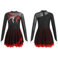 thumbnail image 5 of Loodgao Robe de Patinage à Roulettes en Maille avec Strass Pailleté pour Filles Enfants Robe de Danse Rouge 8, 5 of 5