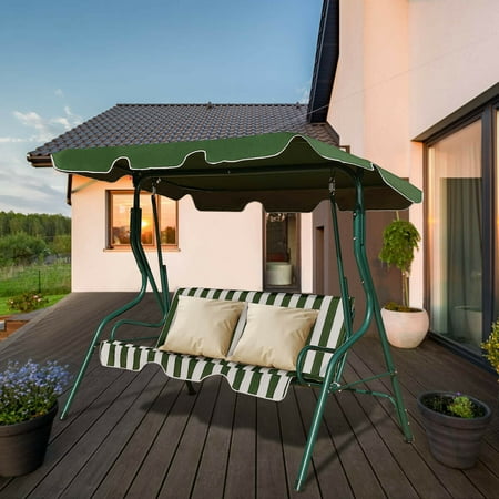 3 Seats Patio Canopy Swing Glider Hammock Cushioned Steel Frame - Patio Canopy Swing 3 Seats Patio Canopy Swing Glider Hammock Cushioned Steel Frame - Patio Canopy Swing