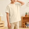 thumbnail image 2 of LIIPEE Boys T Shirts Casual Summer Solid Color Crew Neck Short Sleeve Tshirt Kids Comfortable Everyday Tee Tops Fashion Breathable T-Shirts,9-10 Years, 2 of 5