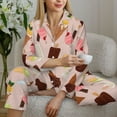 thumbnail image 6 of Pajama Sets for Women 2 Pcs, Ice Cream Cone Print Button Down Long Sleeve Sleepwear Lounge PJ Sets, 6 of 6