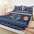 thumbnail image 3 of Homewish Cartoon Sport Helmet Queen Sheet Sets for Teen, Modern Football Soccer Lover Flat Sheet, Navy Orange Queen Fitted Sheet, Super Cozy Room Decor, 4-Piece, 3 of 7