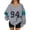 Gray, variant on Women's Loose and Comfortable Letter V-Neck Sportswear Long Sleeve Sweatshirt with Number Print for Daily Matching,Turquoise,S