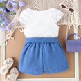 thumbnail image 4 of MXIEZI 6M-4T Newborn Summer Outfits Toddler Girls Short Sleeves Rib Knit Tops + Shorts with Belt Baby Girls Clothes 3PCS Set, 4 of 9