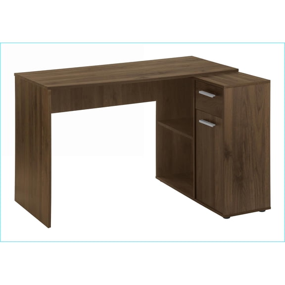 Desks, L-Shaped Computer Desk with Storage Drawers, 46” Modern Walnut | Particle Board