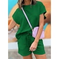 thumbnail image 3 of YATELLE Women's 2 Piece Outfits Sweatsuit Casual Short Sleeve Pullover Tops and Drawstring Shorts Pants Lounge Sets, 3 of 5
