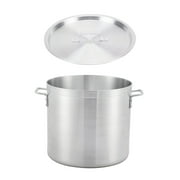 Winco ALST-80, 80-Quart 19" x 17" Extra Heavy-Duty Commercial Grade 3/16" Thick Aluminum Stock Pot with Cover, NSF