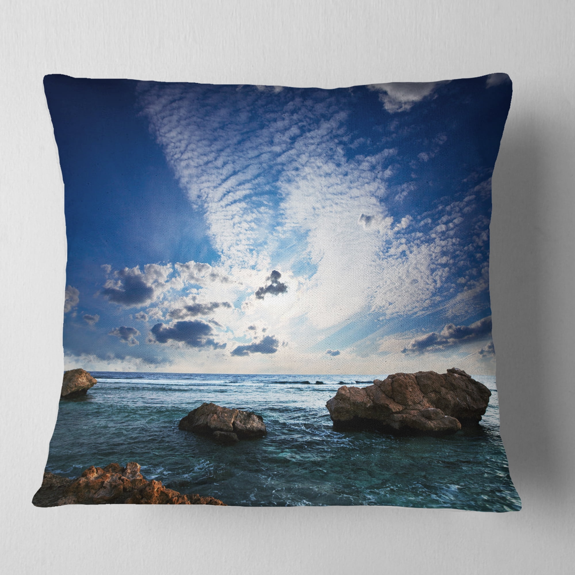 Designart 18" x 18" Blue Polyester Throw Pillow