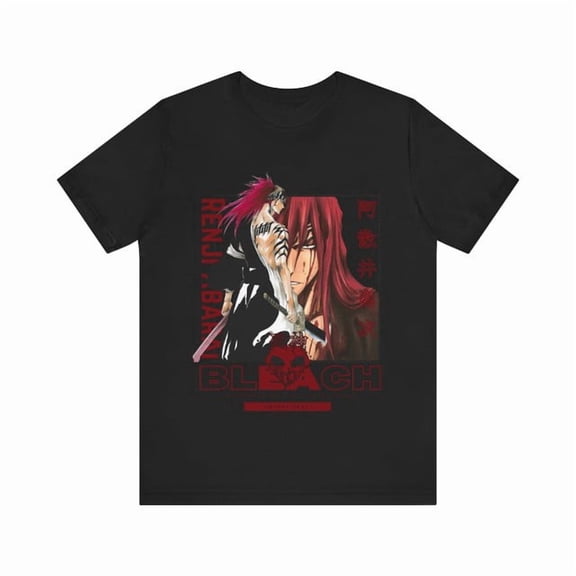 Anime Bleach Renji Japanese Graphic Black T-Shirt Size S-5XL