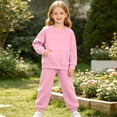 thumbnail image 5 of Cethrio Girls Outfit Sets Size 14, Long Sleeve Casual Fleece-lined 2 PC Sweatshirts and Sweatpants Sets Pink, 5 of 9
