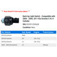 thumbnail image 2 of Back Up Light Switch - Compatible with 2004 - 2006, 2011 Kia Sorento 2.4L 4-Cylinder 2005, 2 of 2