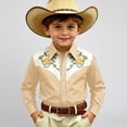 thumbnail image 2 of JAJAHO Boys Long Sleeve Shirts Western Cowboy Floral Embroidery Button Down Collared Shirts For Kids 4-13Y Comfy Tops, 2 of 4