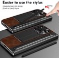 thumbnail image 2 of Case for Google Pixel 9 Pro Fold with Stylus & S Pen Holder, Kickstand Alloy CD Camera Protector Vintage Classic Leather Mil-Grade Protection Anti-Scratch Shockproof Protective Case, Brown, 2 of 14