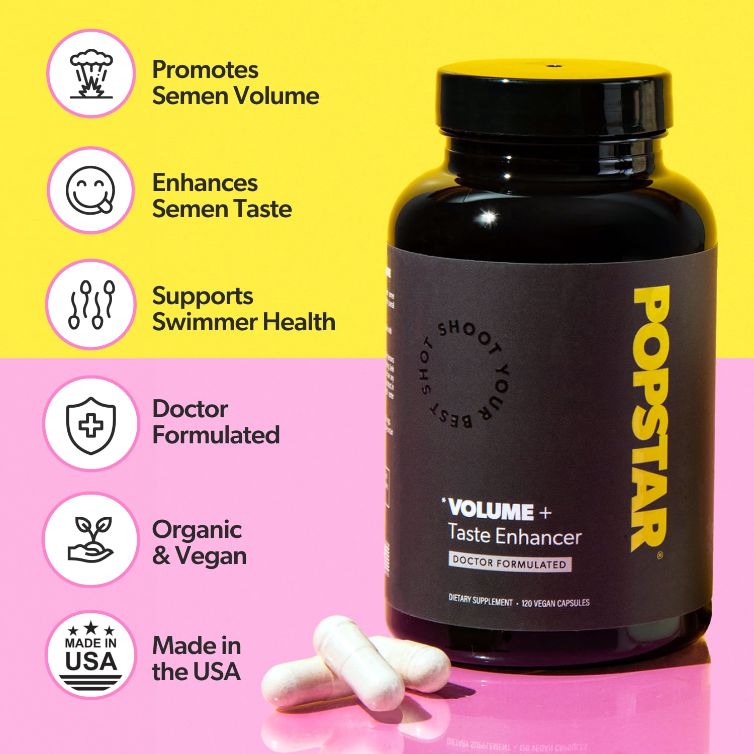 Popstar Semen Volume Supplement - Men's Semen Health & Fertility - Doctor Formulated with Zinc - 1 Month Supply
