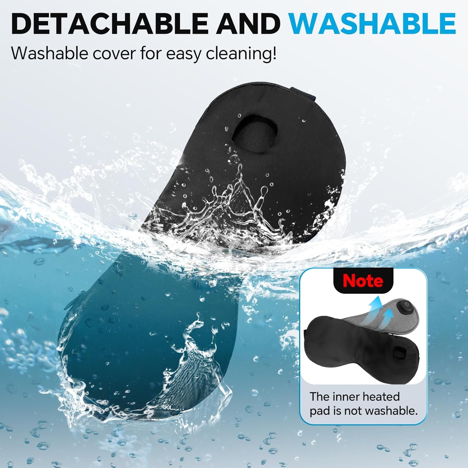 Heated Eye Mask for Sleeping, Washable Dry Eye Mask Warm Eye Compress with 3 Heating, 15min Timer for Eye Relaxation, Black