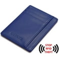 thumbnail image 3 of Credit Card Holder with ID Window RFID Protected Genuine Leather Slim Wallet (Blue), 3 of 7