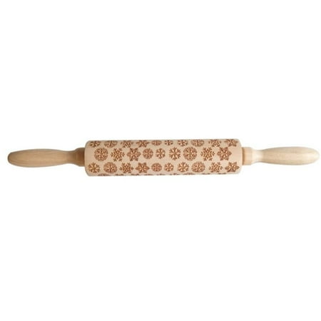 

[CLEARANCE PRICE]Christmas Rolling Pin Carved Engraved Wooden for Embossed Cookies