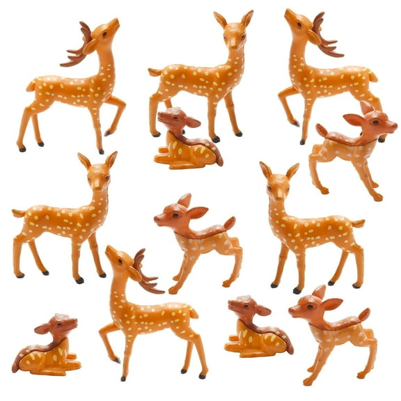 Ksopiavobs 12 Pcs Deer Figurine Miniature Deer Animal Figurines Woodland Animals Figurines for Crafts Deer Cake Toppers Fairy Garden Supplies