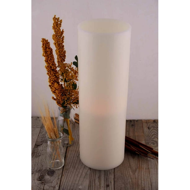 LED Wax Pillar Candle Large Ivory 6x18 inches