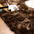 thumbnail image 6 of Ultra Soft Faux Sheepskin Fur Shag Rug Dark Brown 3' x 5', 6 of 7
